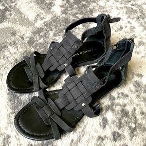 Black leather sandals